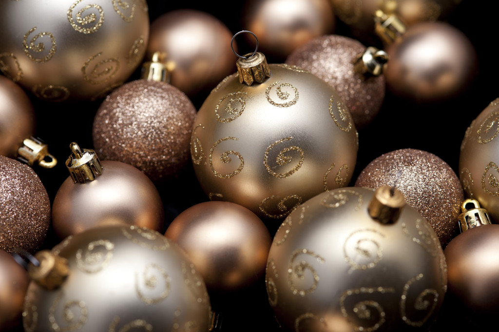 golden christmas baubles